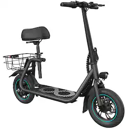 MIHOVER - 450W Electric Scooter with Seat for adults, 37V 7.8Ah Battery, LCD Display, 15.5 MPH, 265lb Capacity - Black