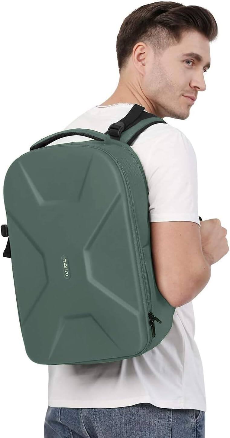 Alt View 2. mosiso - Camera Backpack 15-16 inch Waterproof Hardshell Camera Bag with Tripod Holder&Laptop Compartment - Emerald Green.