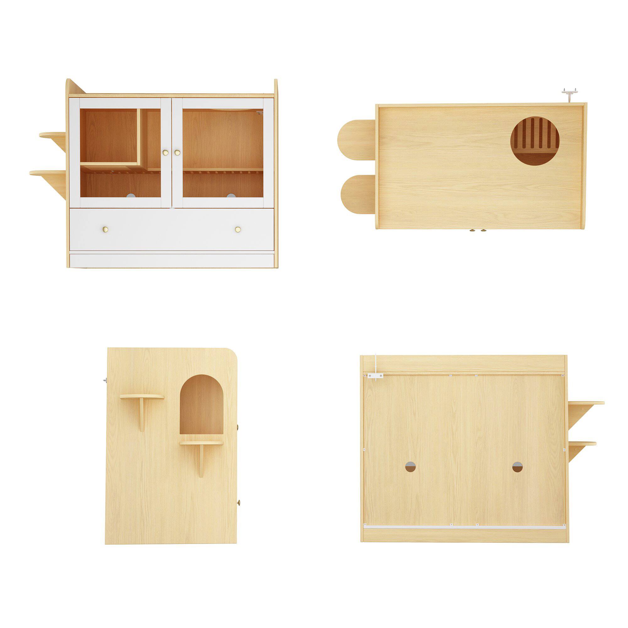 Back. FUFU & GAGA - Premium Multi-Functional Cat Cabinet – Luxury Cat House with Hidden Litter Box & Activity Zones.