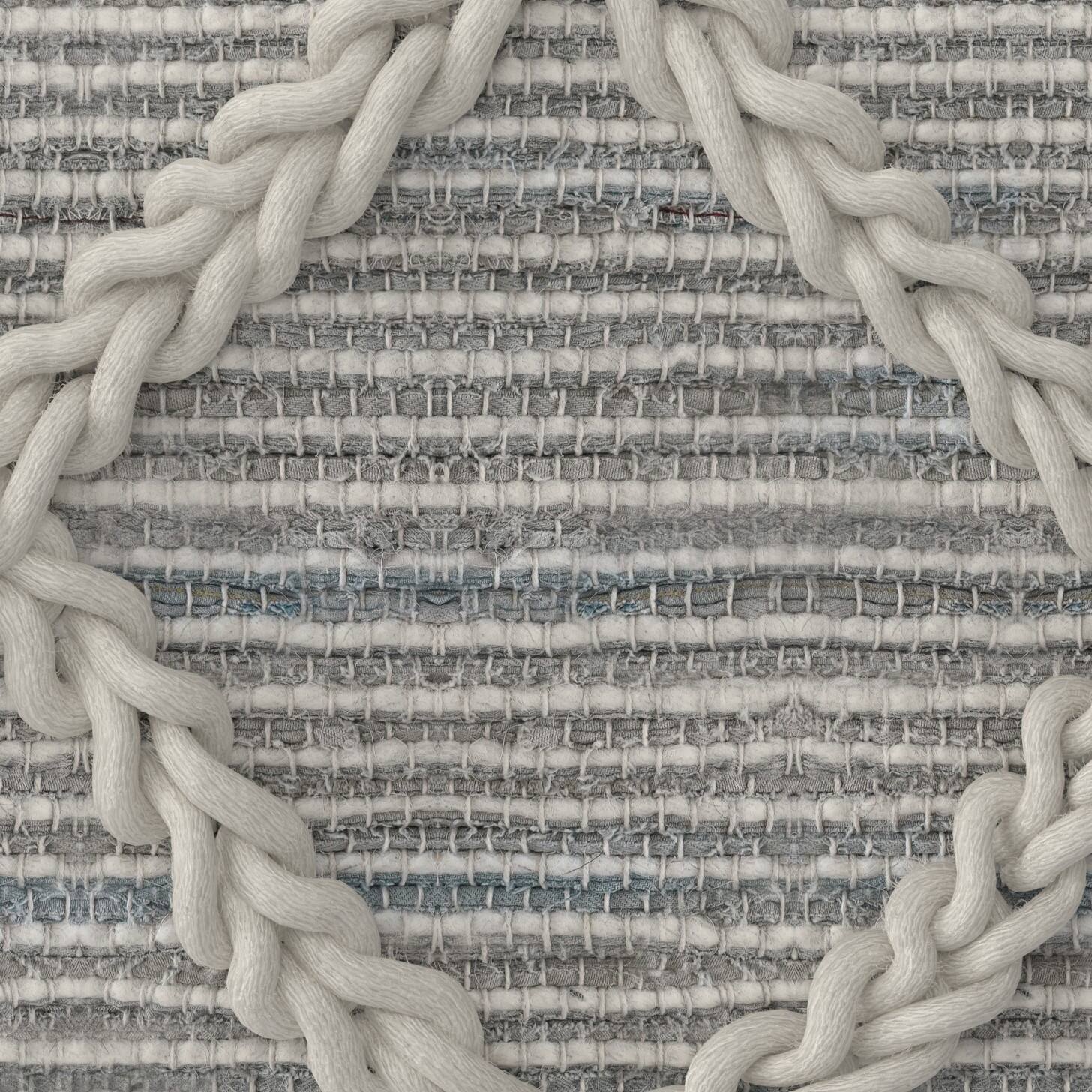 Alt View 8. Simpli Home - Cowan Contemporary Square Pouf in Grey, Natural Handloom Woven - Grey, Natural.