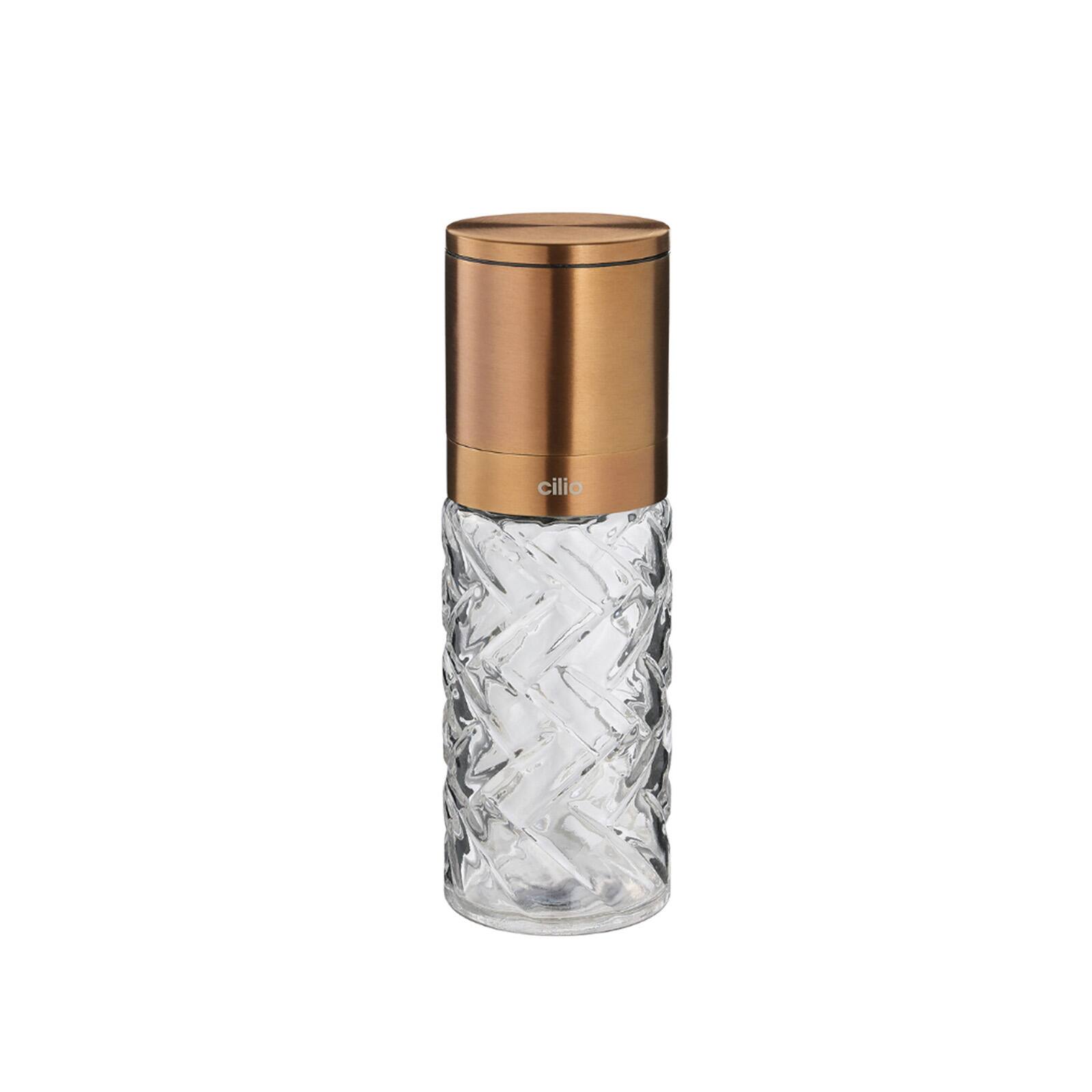 Front. Cilio - Cristallo Glass & Stainless Steel Salt and Pepper Mill, Copper - Copper.