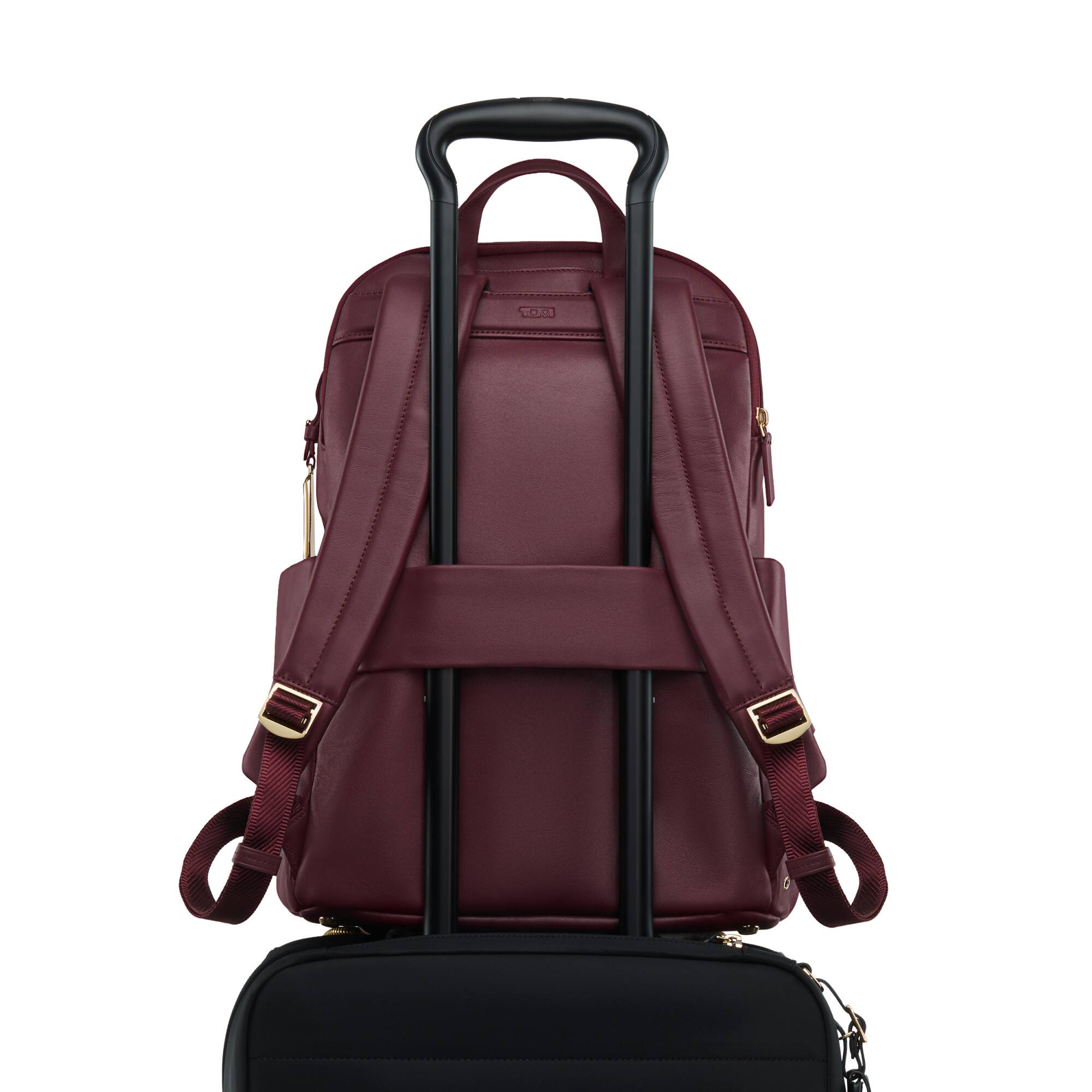 Left. TUMI - Voyageur Raina Large Backpack Fits Up to 15" Laptop - Rosewood.