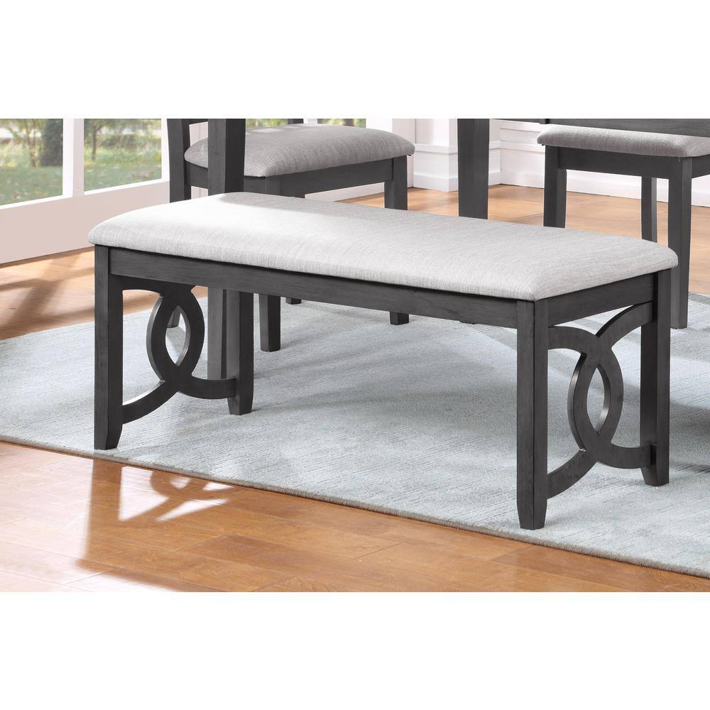 Back. New Classic Furniture - Furniture Gia 46" Solid Wood and Polyester Bench in Gray - Gray.