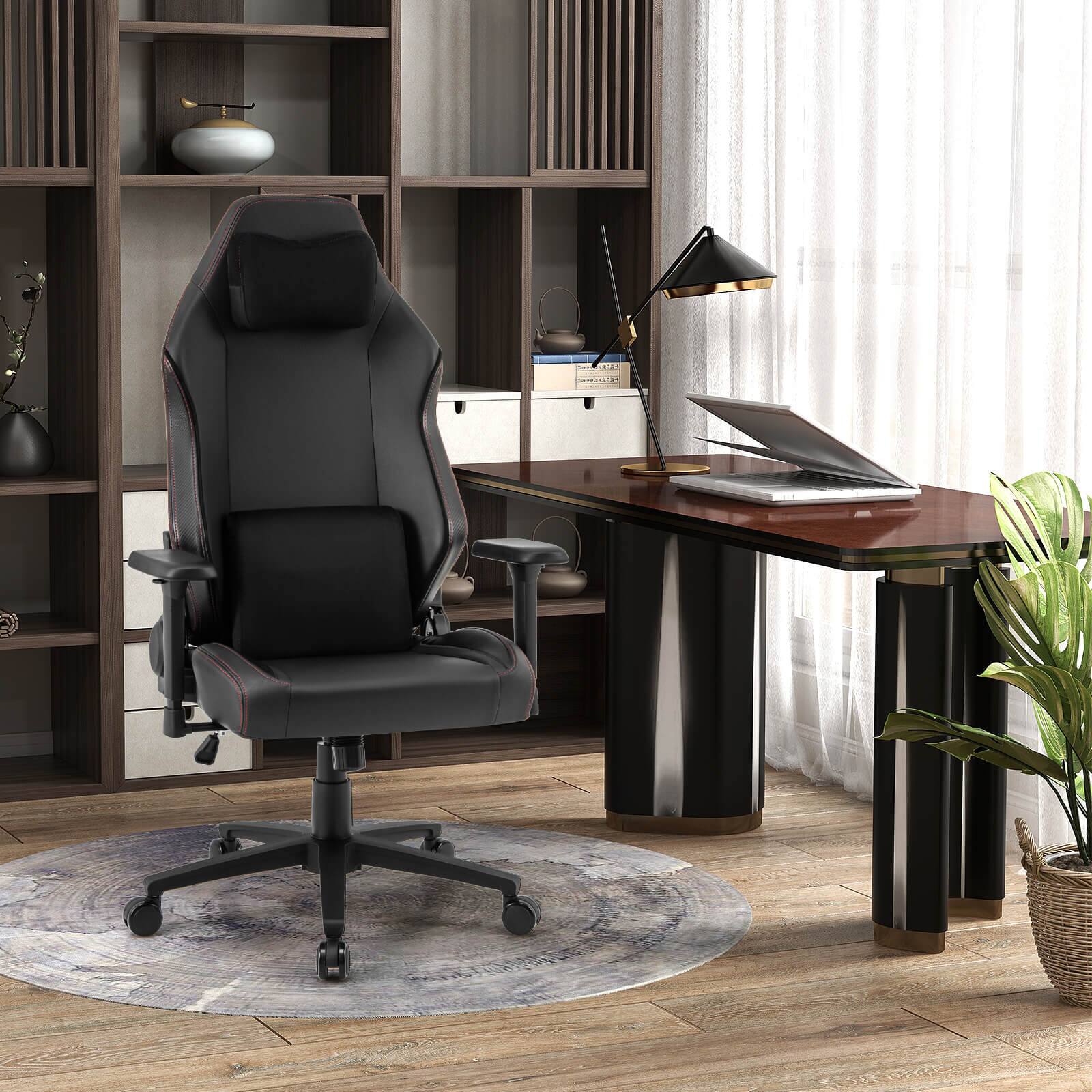 Alt View 3. Costway - Costway Gaming Chair Ergonomic High Back Computer Chair with Rocking Function & 2D Armrests - Black.