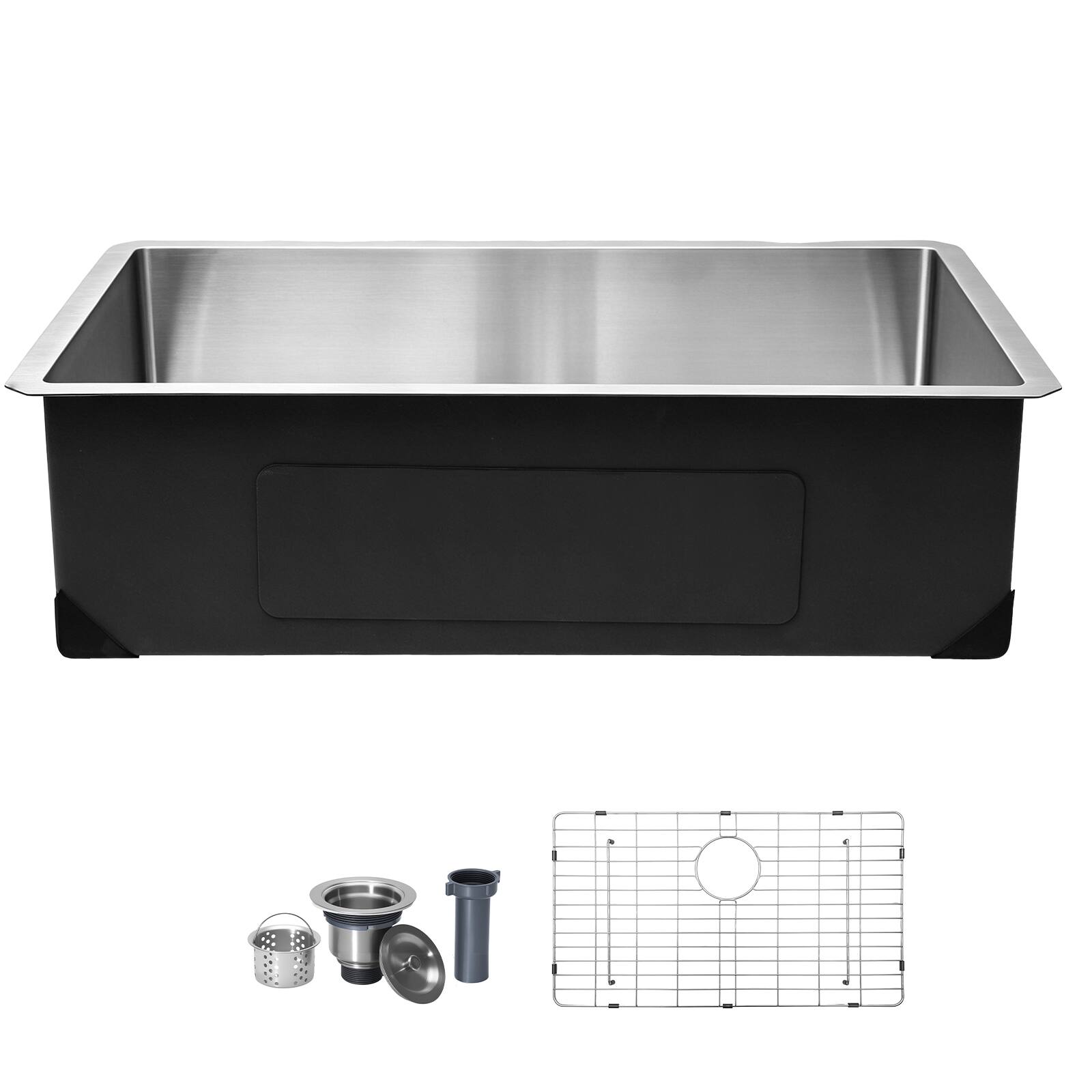 Alt View 5. VEVOR - 30-inch Kitchen Undermount Single Bowl Sinks, Stainless Steel Drop-In Farmhouse Basin with Accessories - Silver.