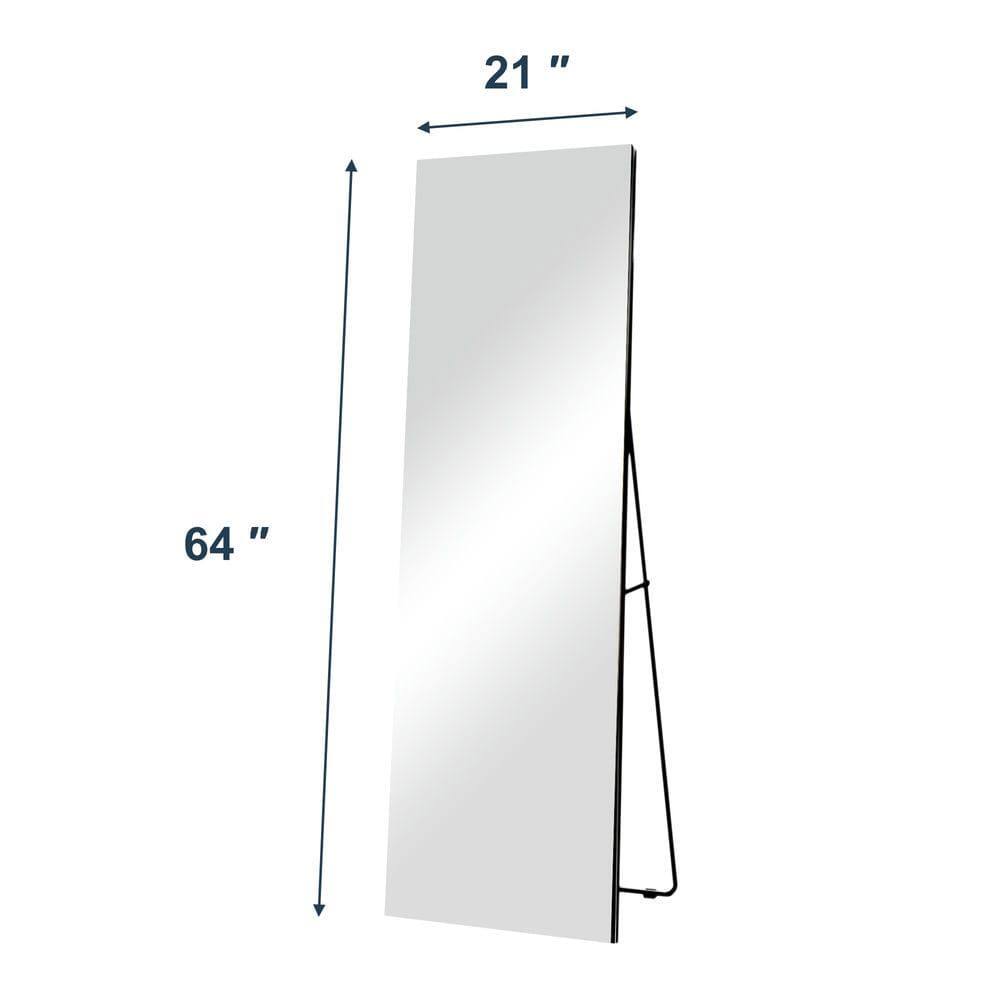 Angle. Kadyn - 64x21 Inch Contemporary Frameless Full-Length Vertical LED Mirror - Black.