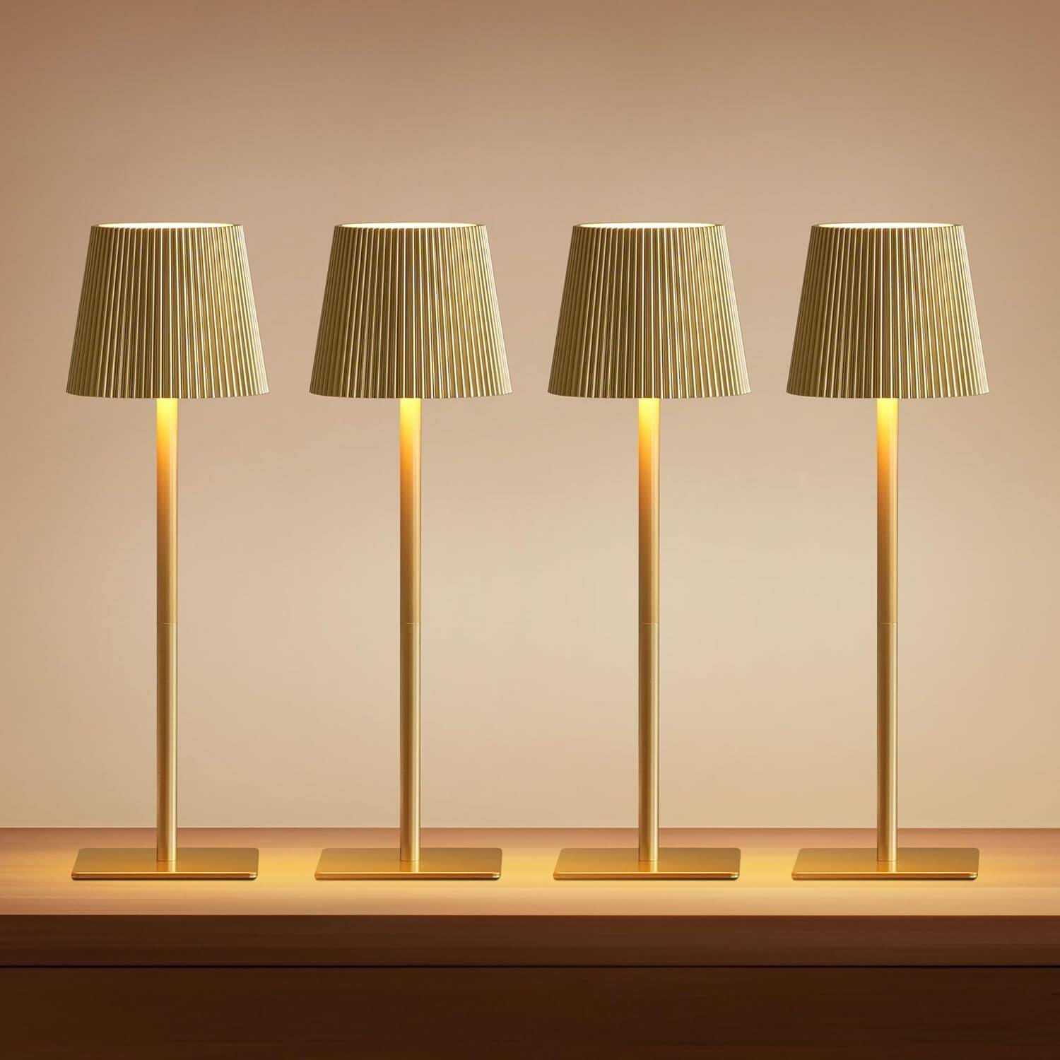 Left. Dazzed Corner - Cordless Table Lamp,Rechargeable Battery Operated Desk Lamp,4 Pack - Gold.