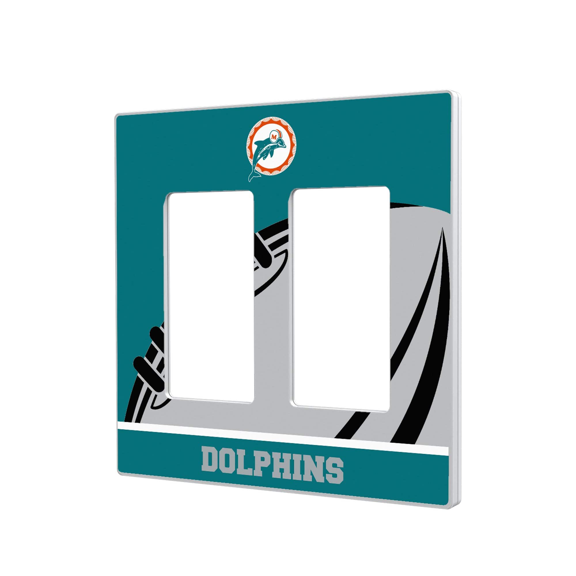 Keyscaper - Miami Dolphins Passtime Design Double Rocker Lightswitch Plate - Multicolor
