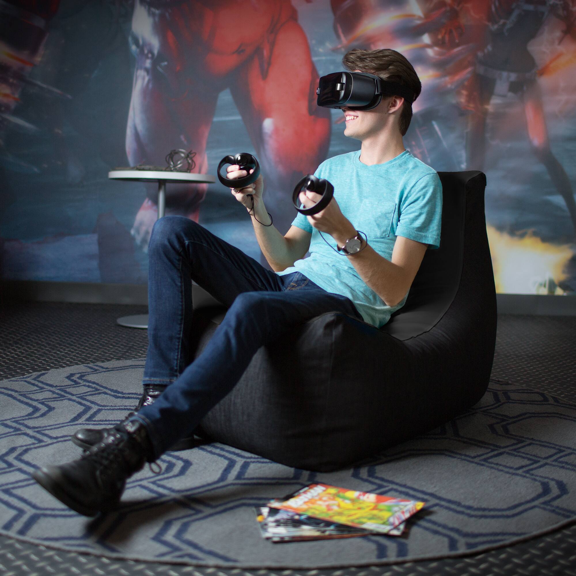 Alt View 1. Jaxx - Jaxx Pixel Gamer Chair - Game Room / Home Theater Bean Bag Chair, Black - Black.