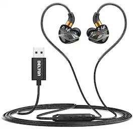 Delton - 31E Ergonomic In-Ear USB Computer Headset with In-line Microphone, Black