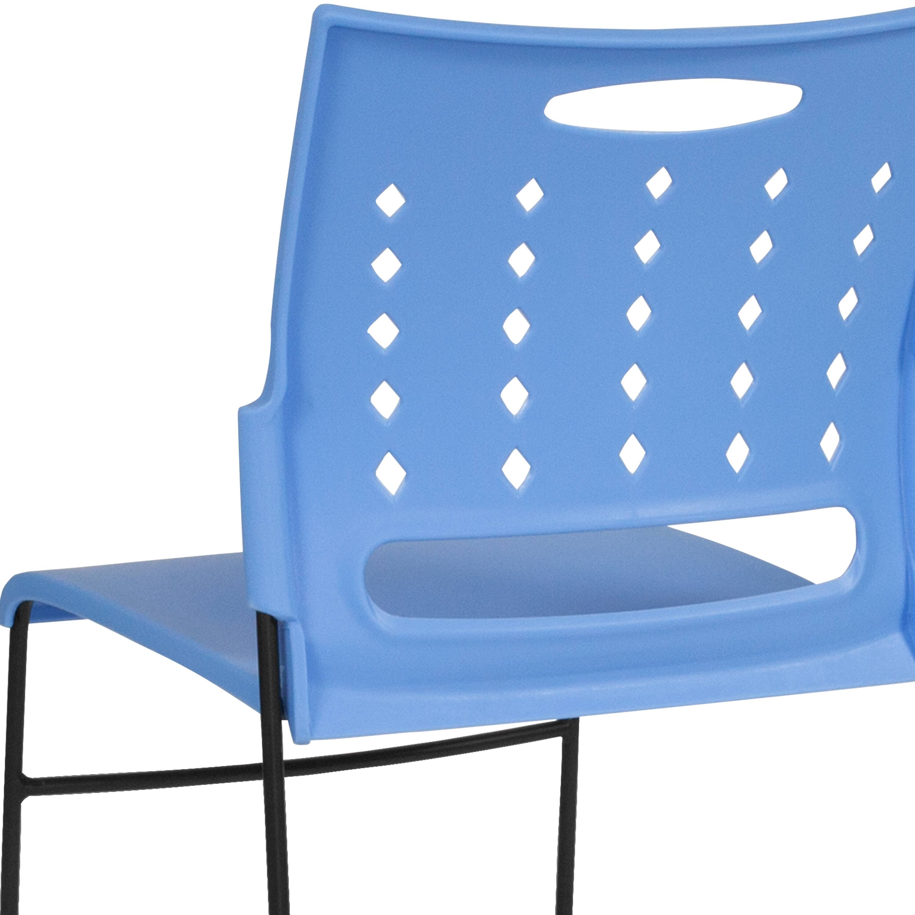Alt View 9. Emma + Oliver - Home Office Plastic Accent Sled Base Stack Chair - Air-Vent Back - Blue.