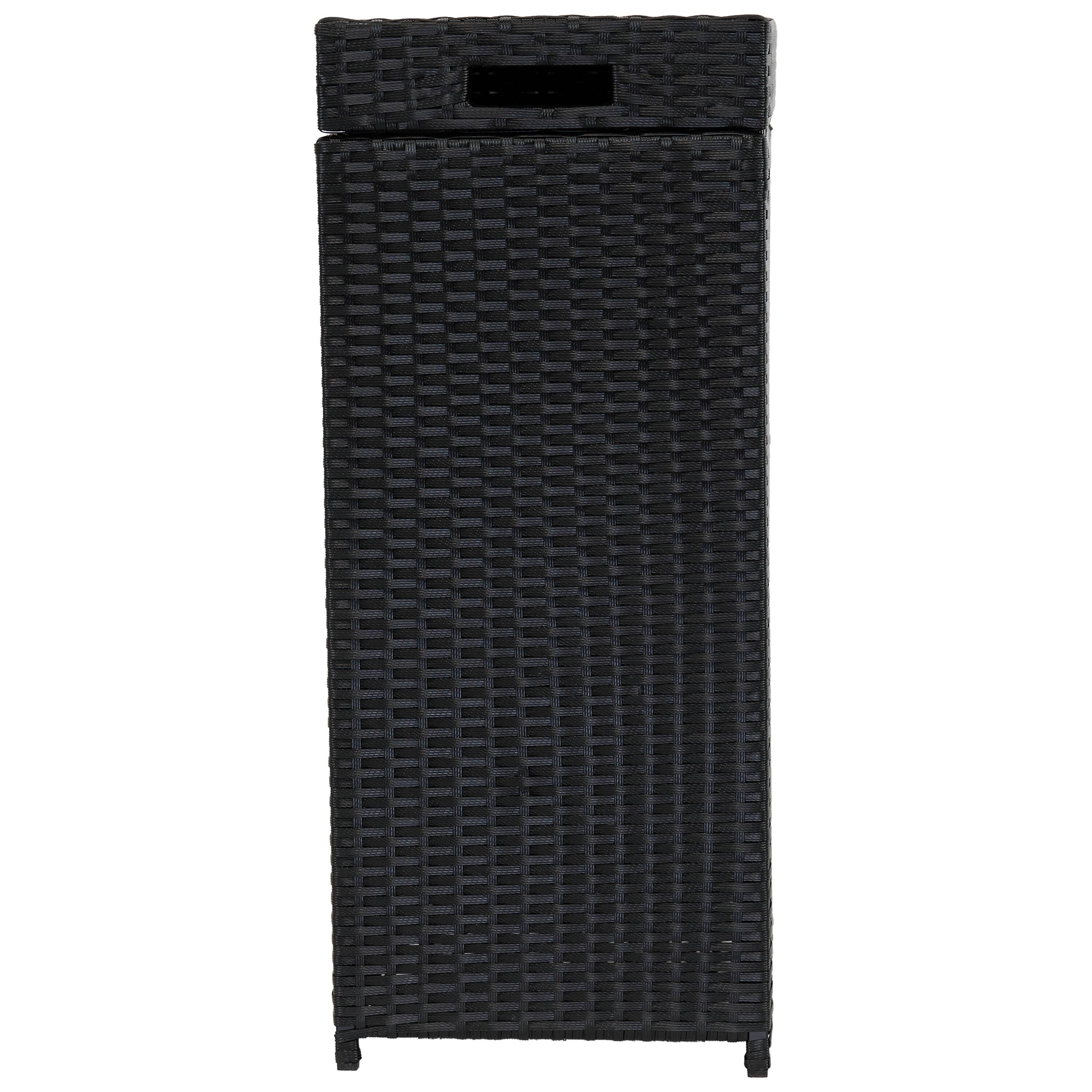 Alt View 9. Sunnydaze - Wicker Outdoor Trash Cans - Set of 2 - 26 Gal. and 15 Gal. - Black.