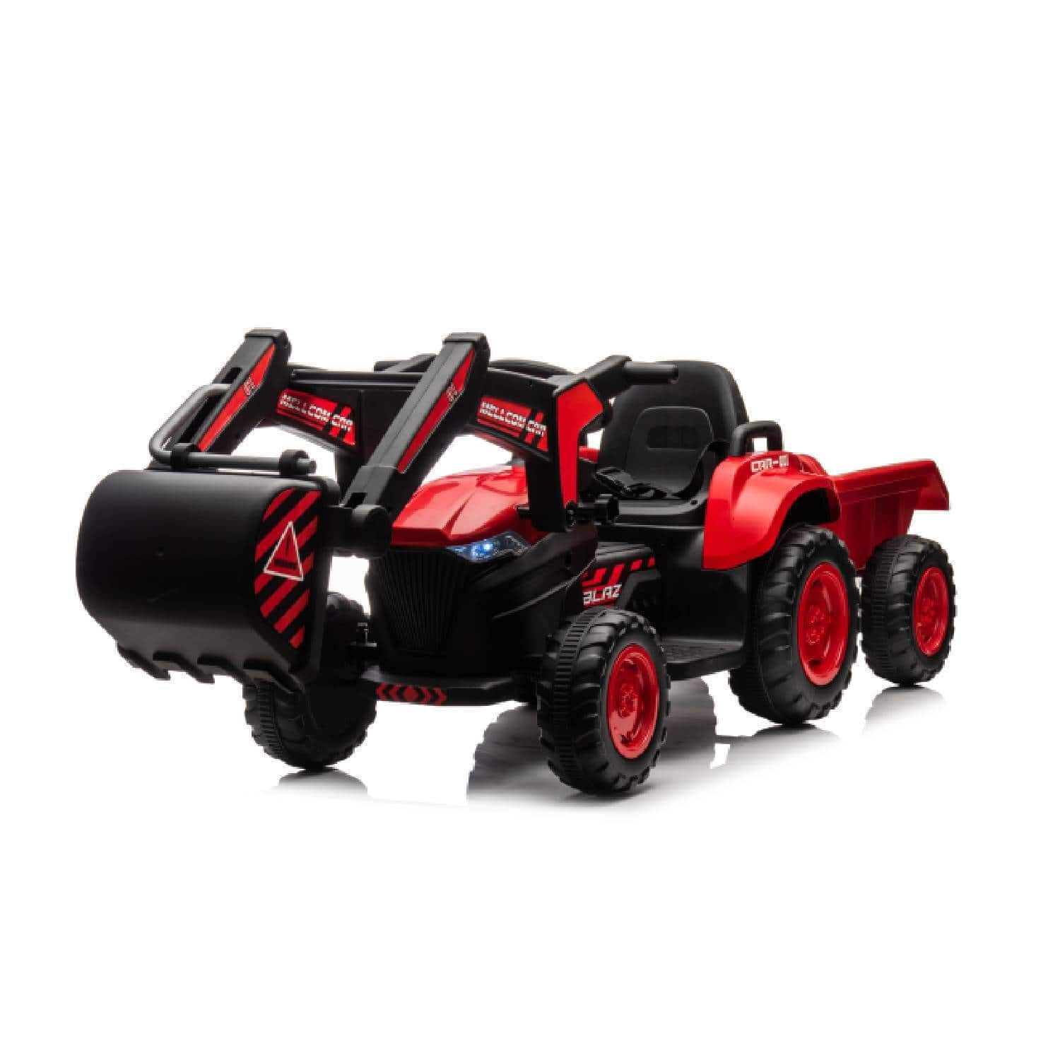 Qeetex - Electric Vehicles Ride On Car Toy with Remote Control, Digger for Kids Best Gifts, Red