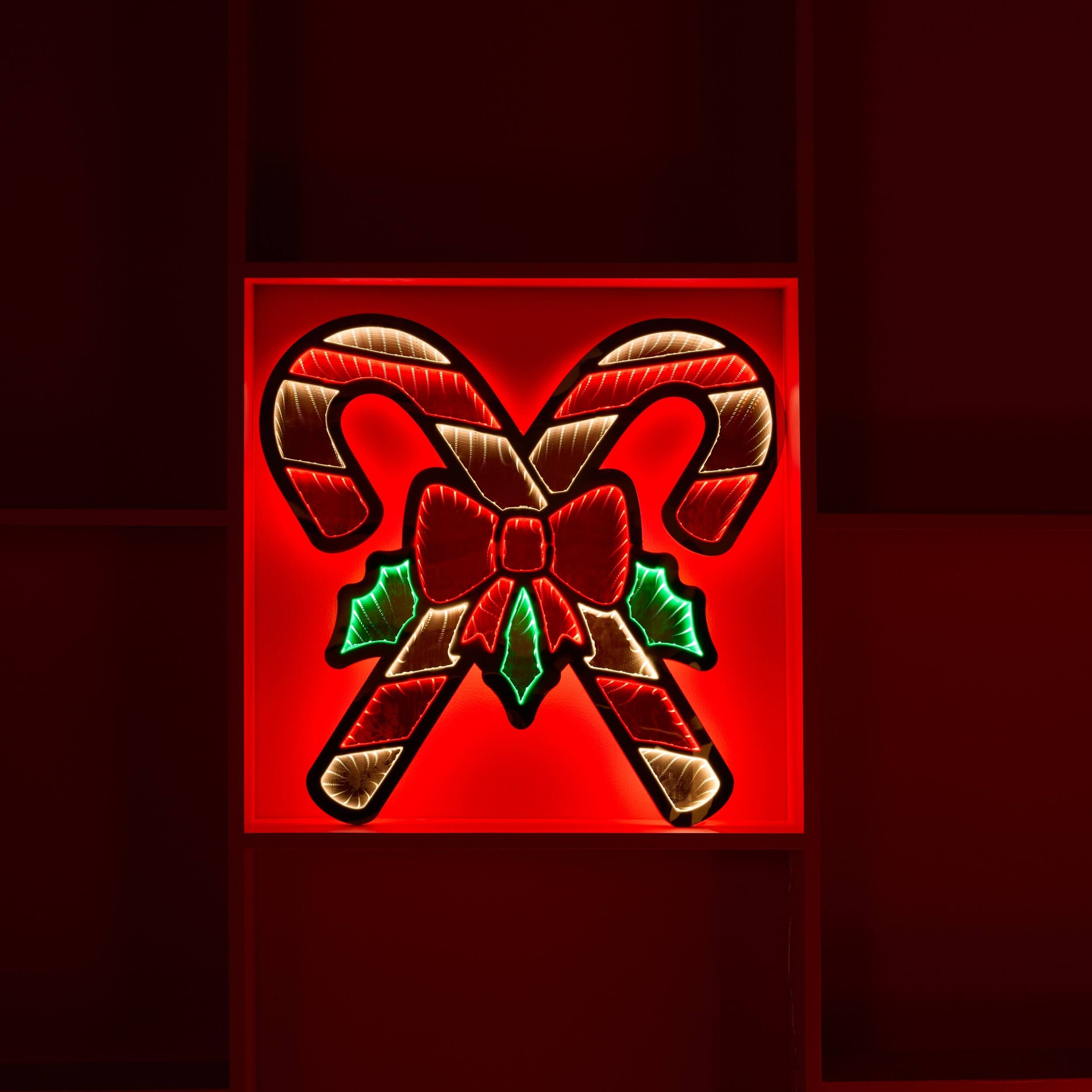 Angle. BreeBe - Holiday Candy Cane Ekko Light Display 23.5"L - Red, White, Green.