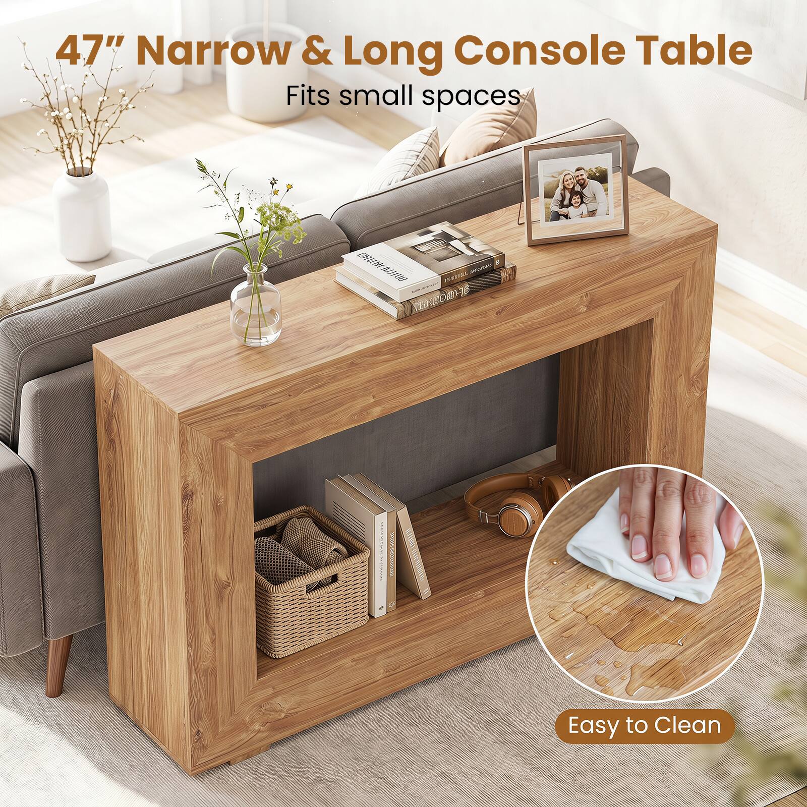 47" Narrow & Long Console Table  
Fits small spaces  

Easy to Clean
