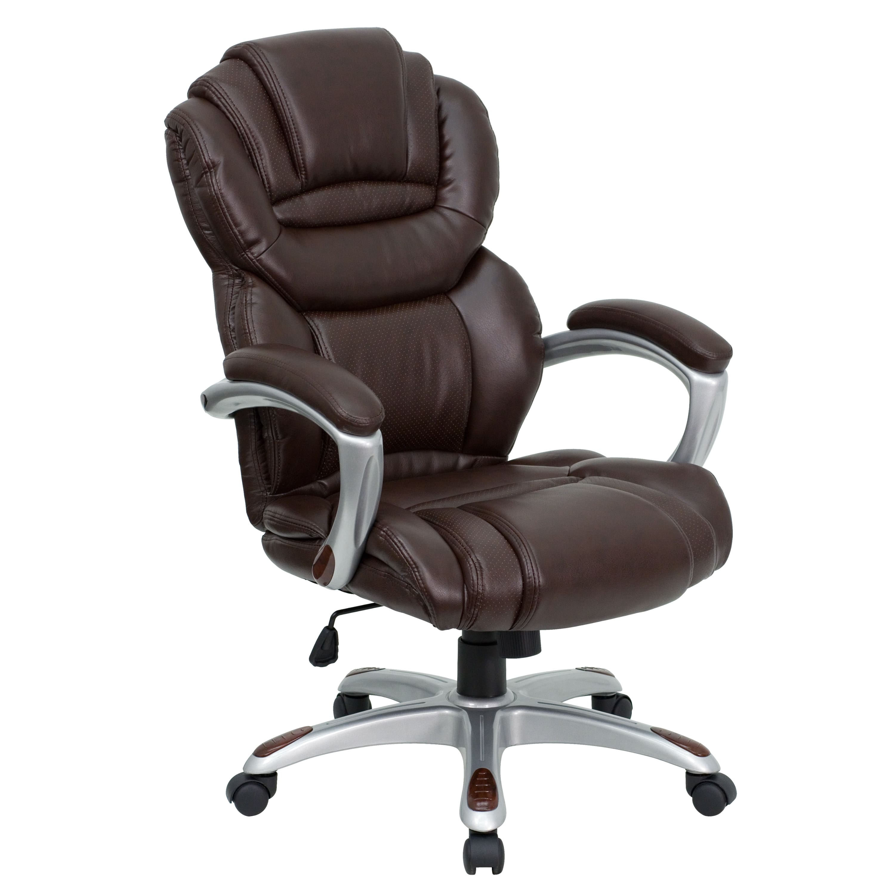Emma + Oliver - High Back Executive Swivel Ergonomic Office Chair with Accent Layered Seat/Back - Brown