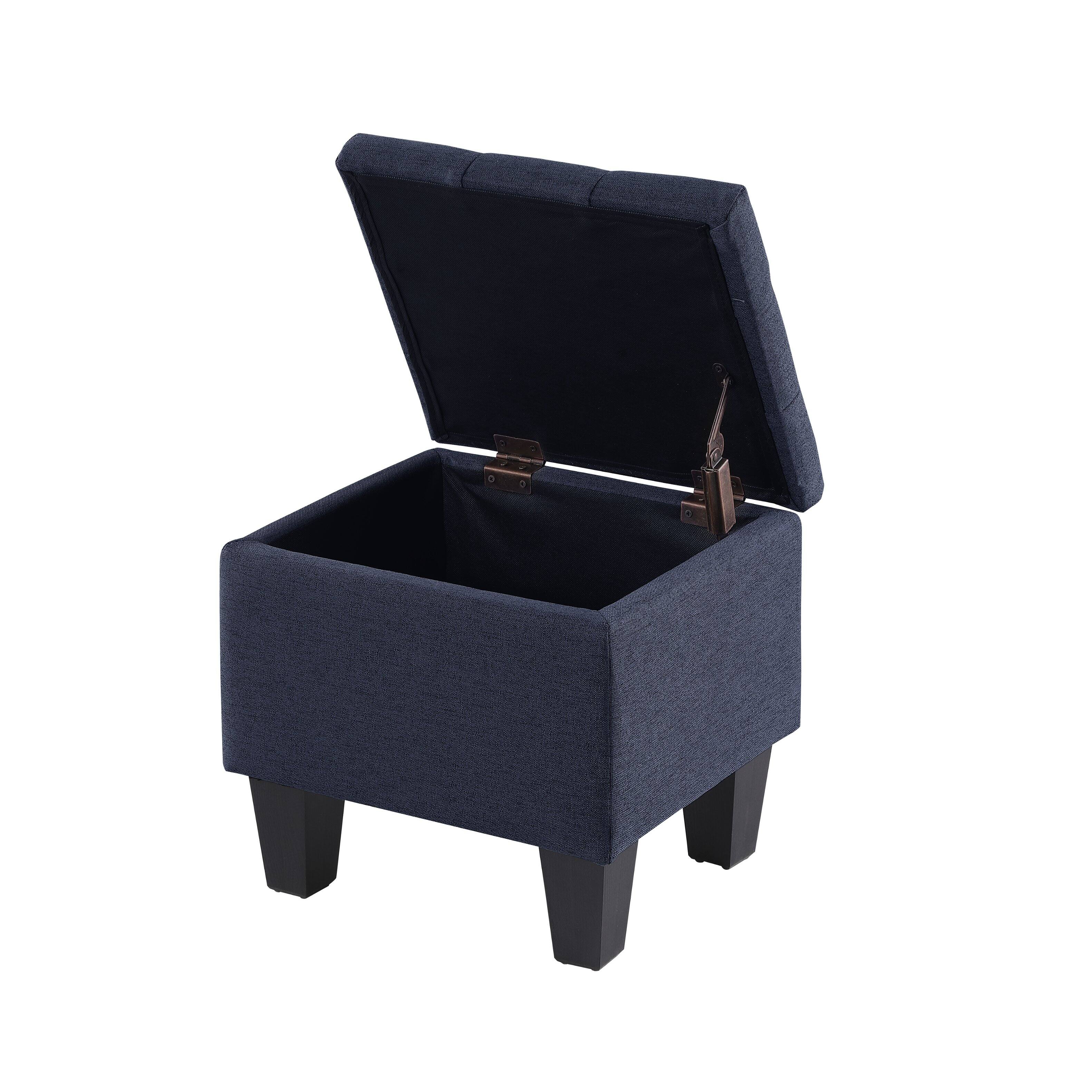 Alt View 6. Ropilly - Ropilly Three in One Storage Ottoman Bench Set Tufted Linen Entryway Bench - Blue.