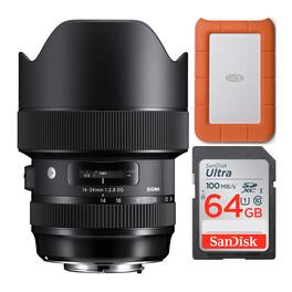 Sigma - 14-24mm F2.8 DG HSM Art Lens for Canon Hard Drive Bundle