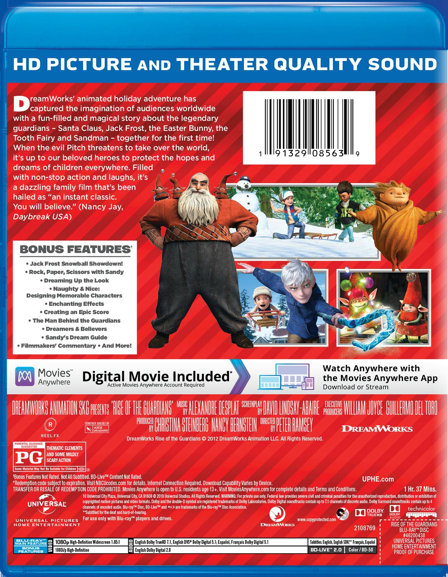 Angle. Rise of the Guardians (Digital + Holiday Art) [Blu-ray].