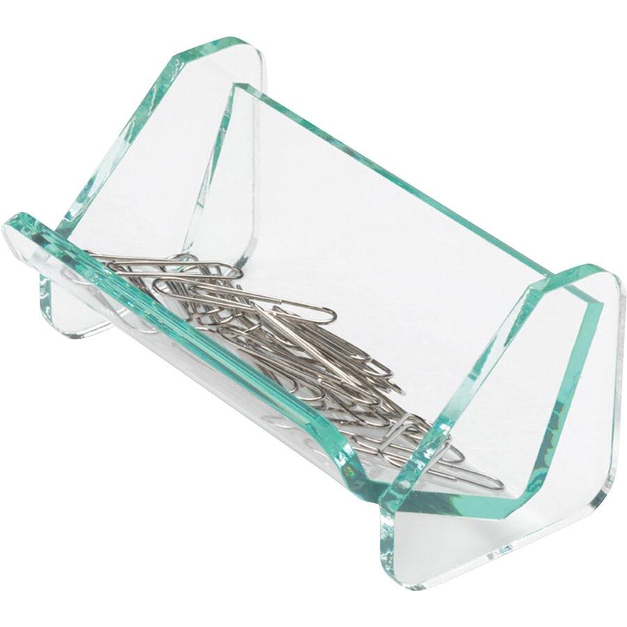 Angle. Lorell - Lorell Paper Clip Holder Acrylic Green Transparent - Green.
