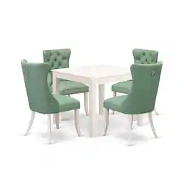 East West Furniture - 5 Piece Kitchen Table Set Consists of a Square Dining Table - White