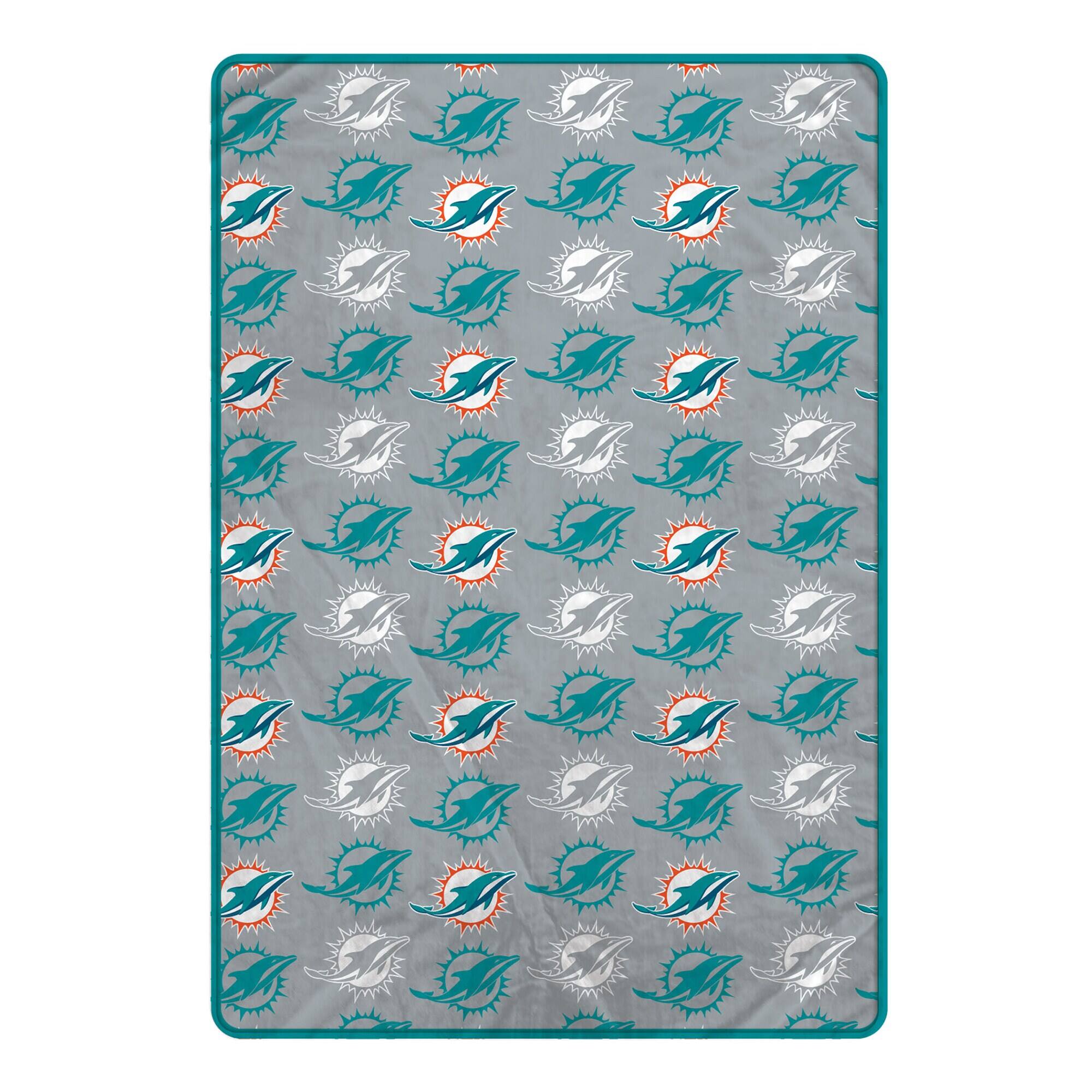 Front. Pegasus - Miami Dolphins 66" x 95" Oversized Logo Roll Ultra Cozy Blanket - Multicolor.