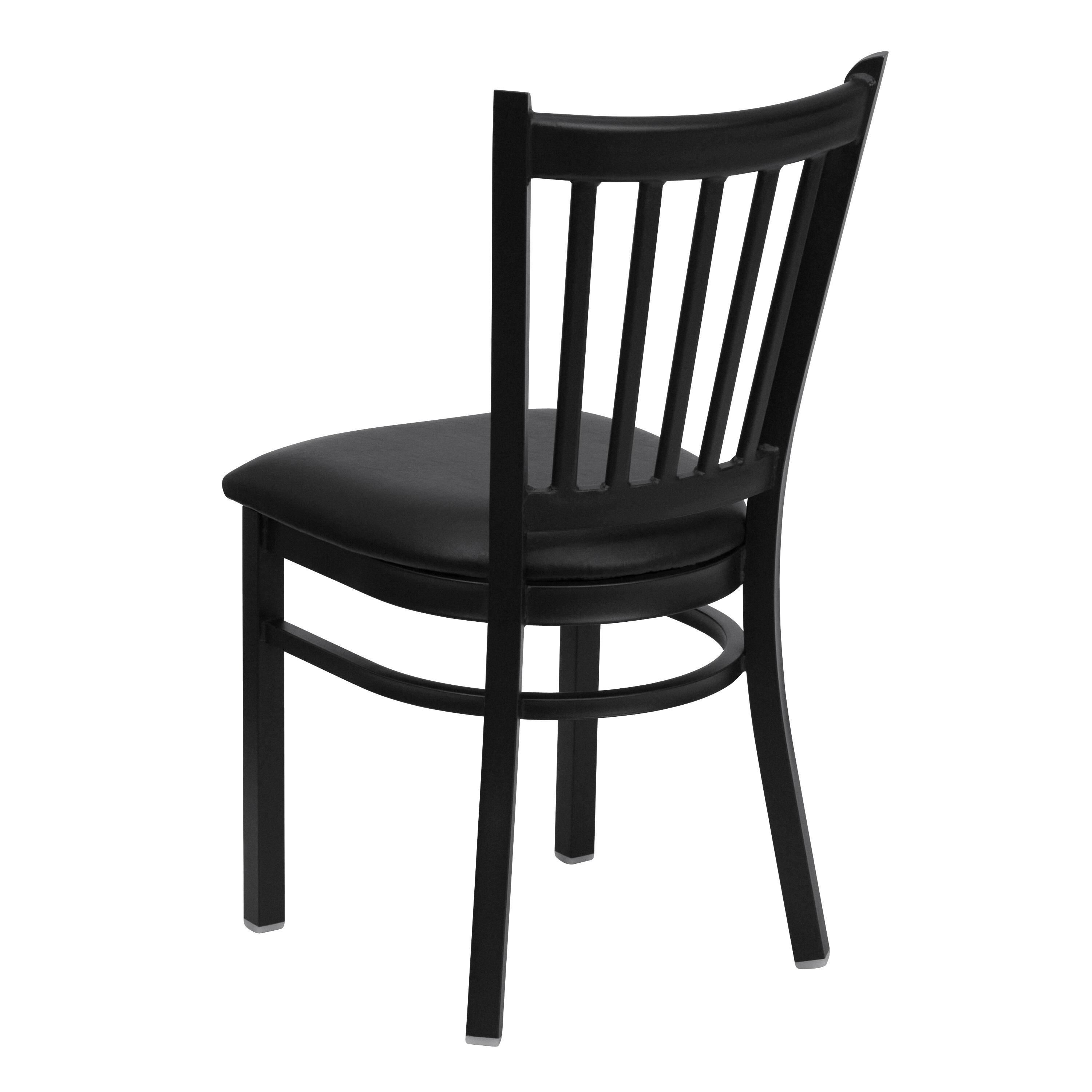 Alt View 5. Emma + Oliver - Vertical Back Metal Restaurant Dining Chair - Black Vinyl Seat/Black Metal Frame.