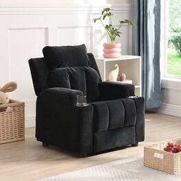 GOODSILO - Kids Recliner Chair with Cup Holders, Footrest & Headrest - Upholstered Toddler Couch - Black