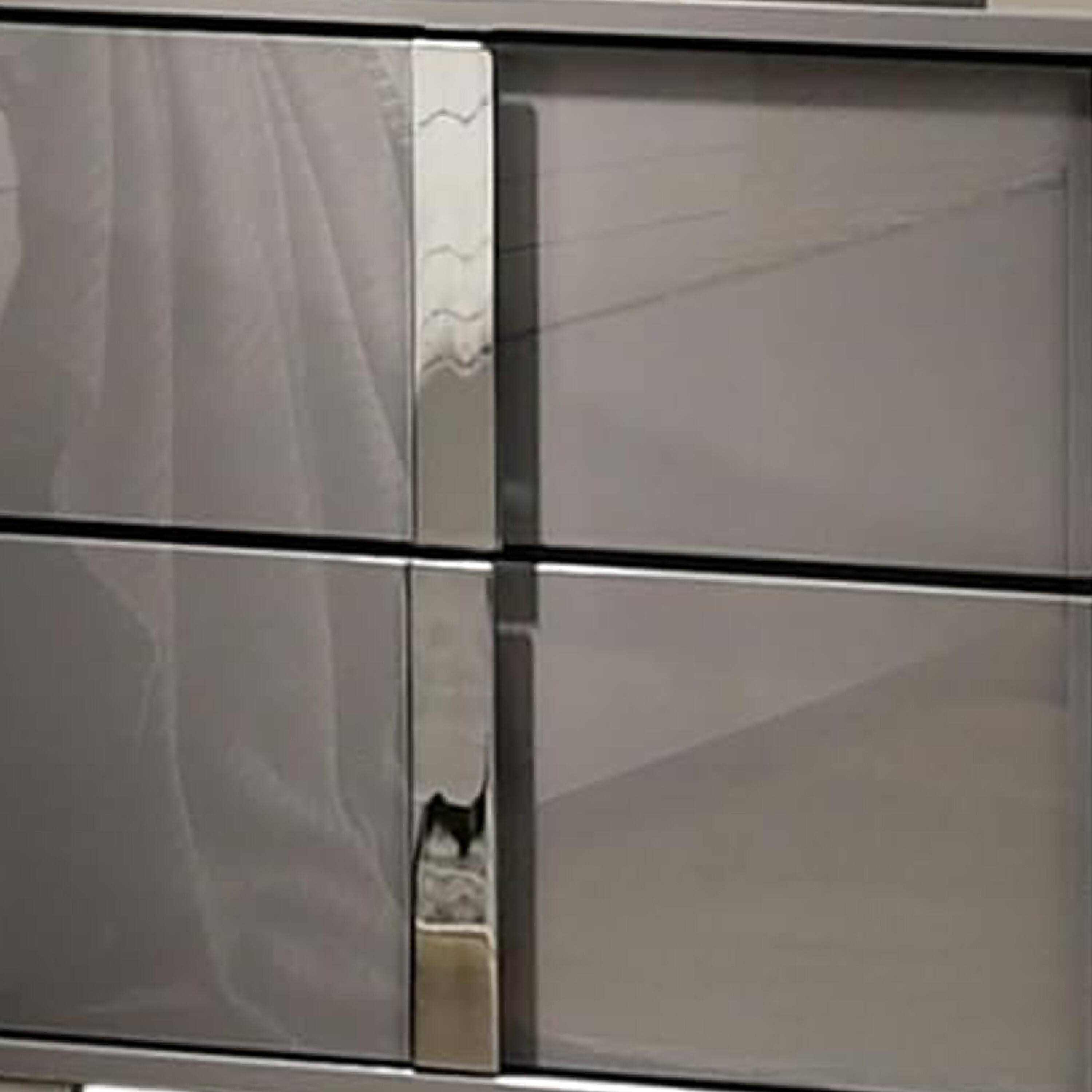 Alt View 1. Manhattan Lane - Suni Nightstand, Light Taupe Wood with UV Finish, 2 Drawers, 24 Inch - Light Taupe, Chrome.