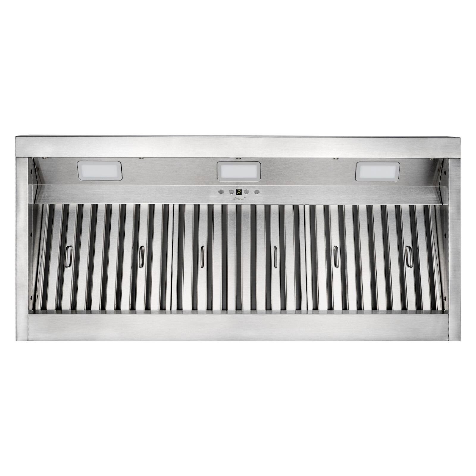 Angle. Akicon - Akicon 42 inch Ducted 1200-CFM  Range Hood Insert with 4-Speed Fan, 3 Led Lights and Baffle Filter - Stainless steel.