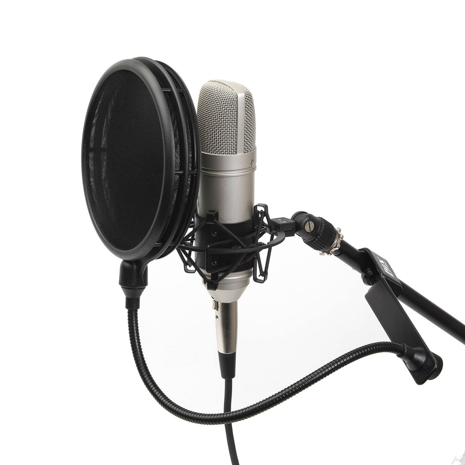 Alt View 3. Lyxpro - MOP-28 Dual Layer Microphone Pop Filter, Pop Shield with Flexible Goozeneck.