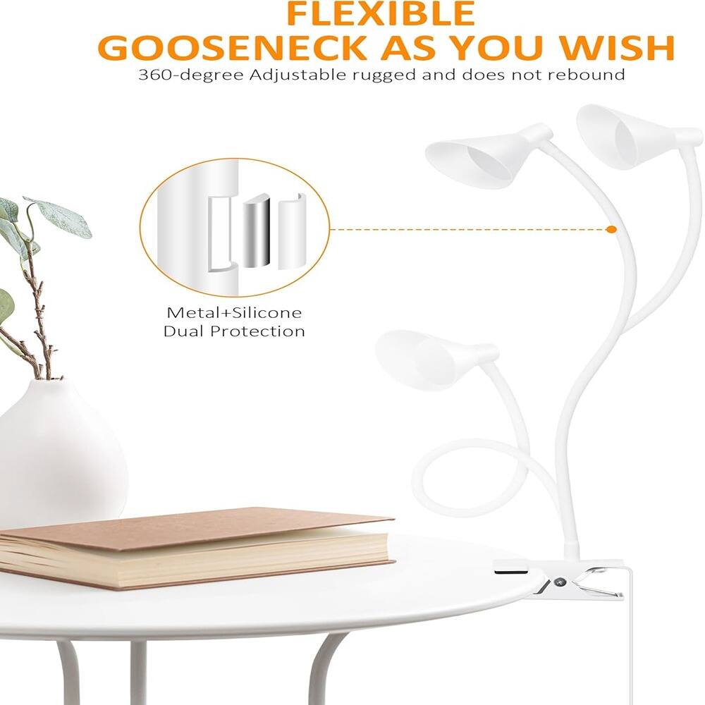 FLEXIBLE GOOSENECK AS YOU WISH  
360-degree Adjustable rugged and does not rebound  

Metal+Silicone Dual Protection