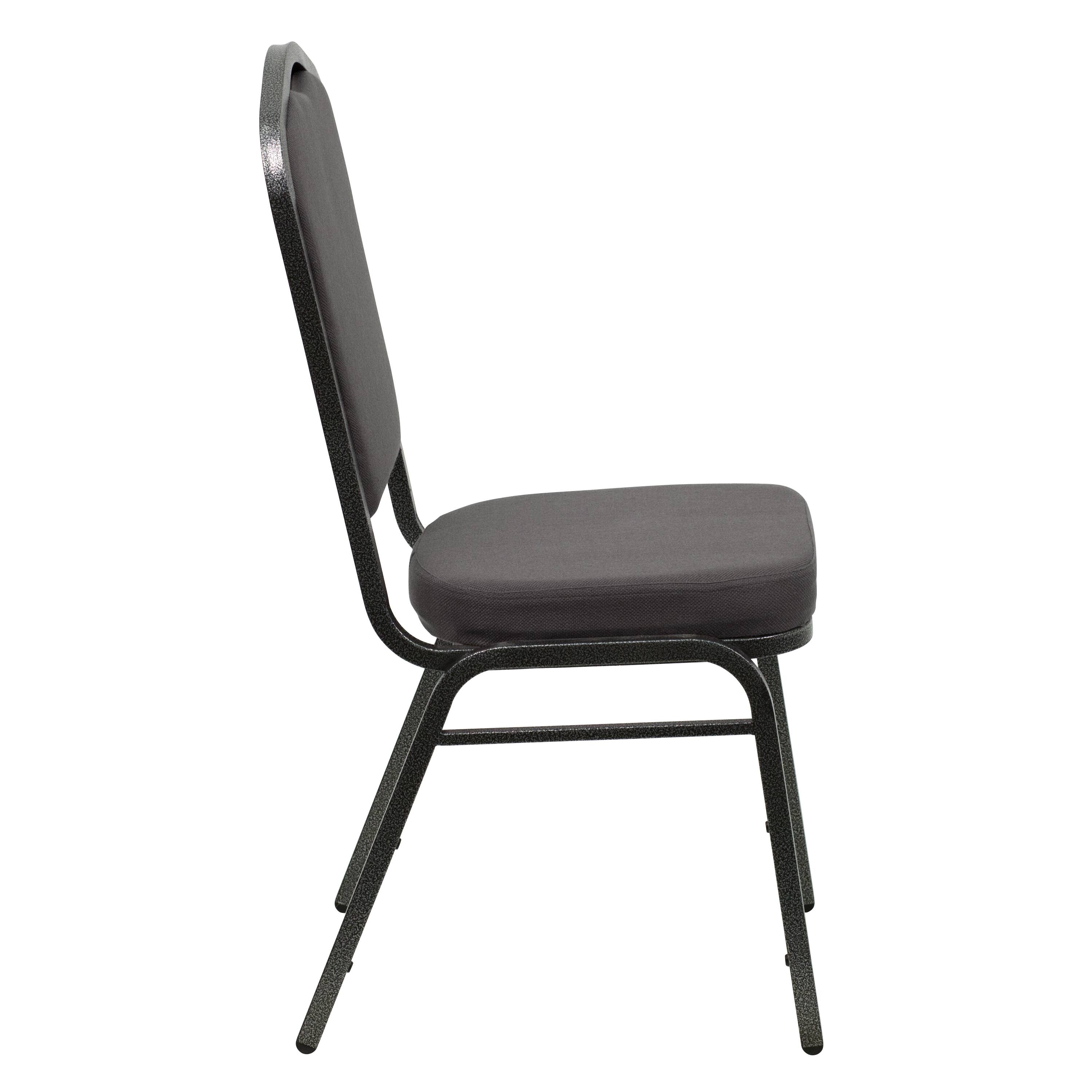 Alt View 6. Emma + Oliver - Crown Back Stacking Banquet Dining Chair - Gray Fabric/Silver Vein Frame.