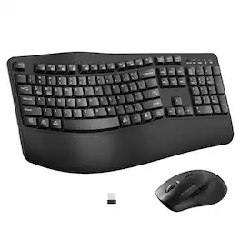 Comfort Essence - Wireless And Mouse Combo Full Size Wave Keys With Wrist Rest For Typing 3 Dpi Adjustable Silent - Black