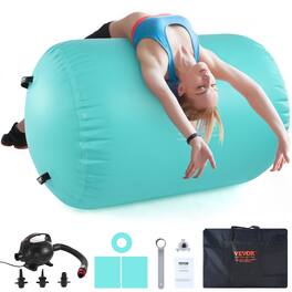 VEVOR - Air Mat Tumble Track Air Spot, Round Inflatable Air Roller, Air Barrel Gymnastic Equipment with Electric Pump - Mint