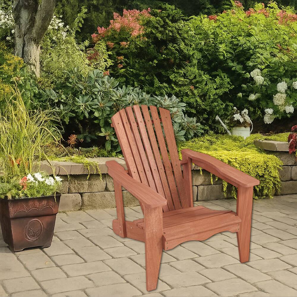 Front. Hivvago - Wooden Adirondack Chair with Tall Back and Oversized Armrests - Natural.