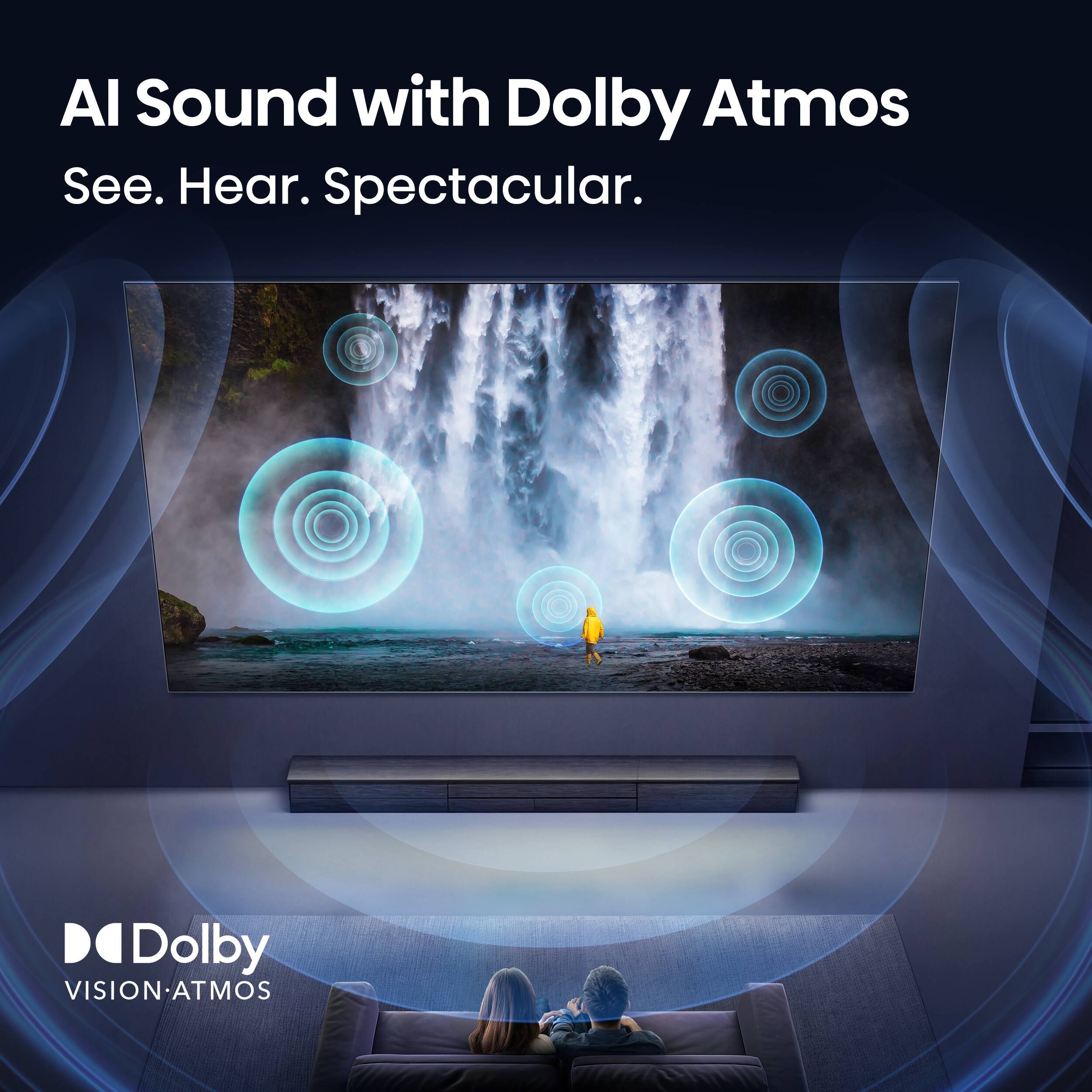 Hisense 55" Class U6 Series MiniLED ULED 4K, Dolby Vision Atmos, Built-in Subwoofer, HDR10, 144Hz front and back view