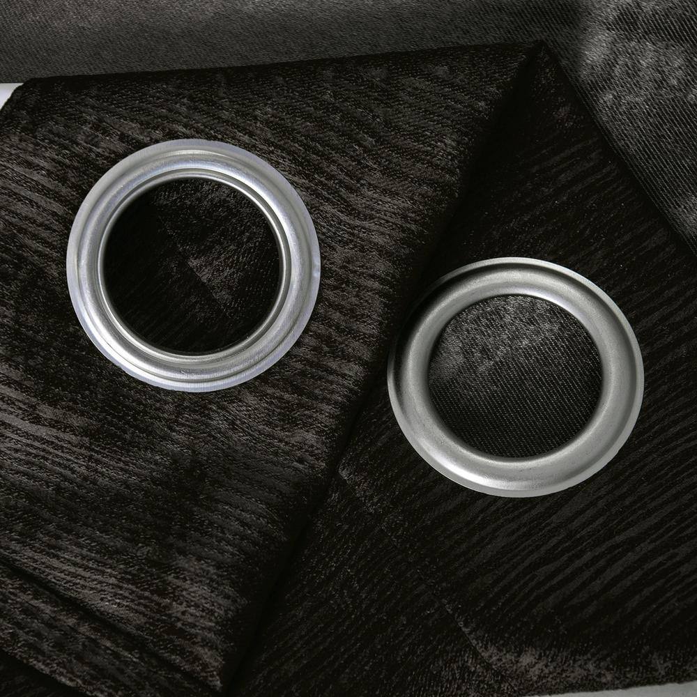 Angle. Olivia Gray - Olivia Gray Lina Matte Embossed Blackout Grommet Single Panel - 52x90" Black - Black.