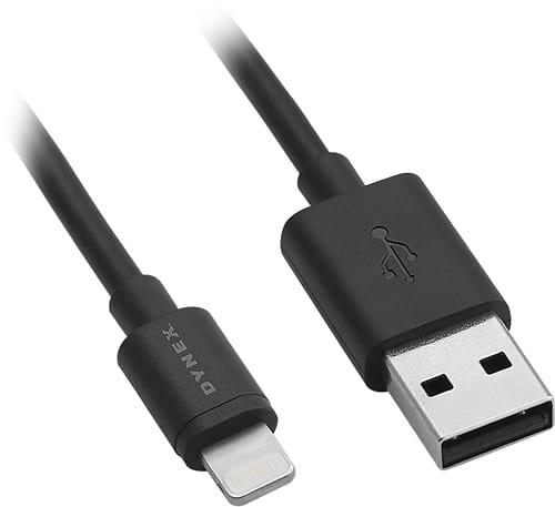 Front. Dynex™ - 6' Lightning Charge-and-Sync Cable - Black.