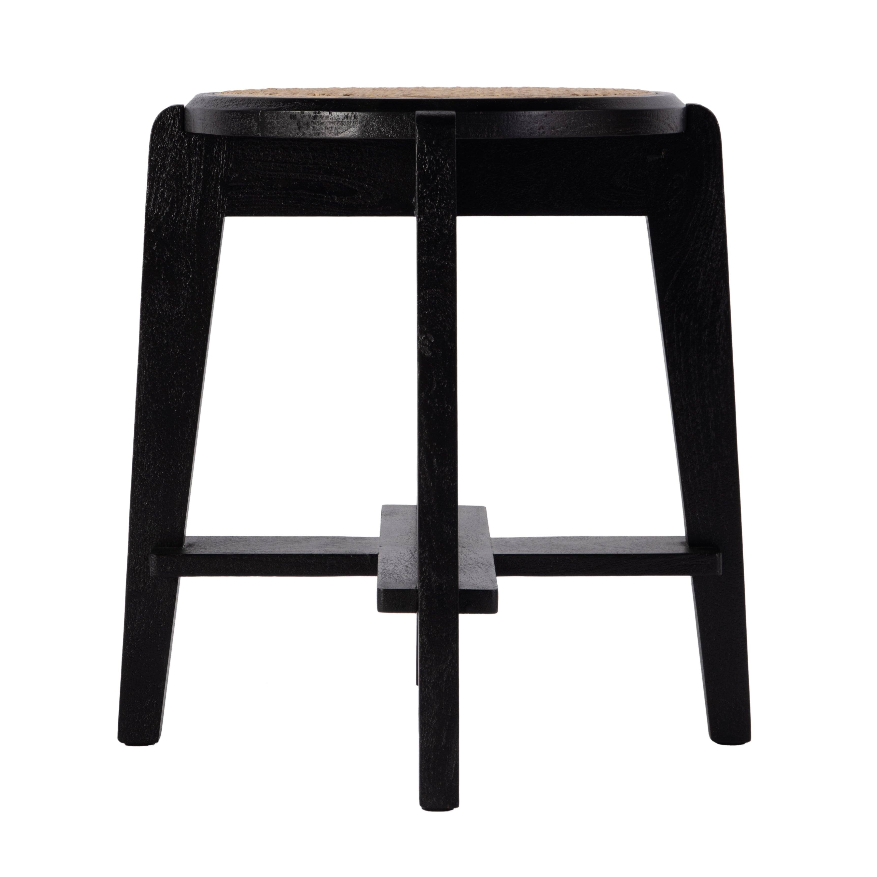 Alt View 4. Butler Specialty - Dryden 18 in. Seat Height Round Cane and Wood Backless Stool, Black, Natural - Black,Natural.