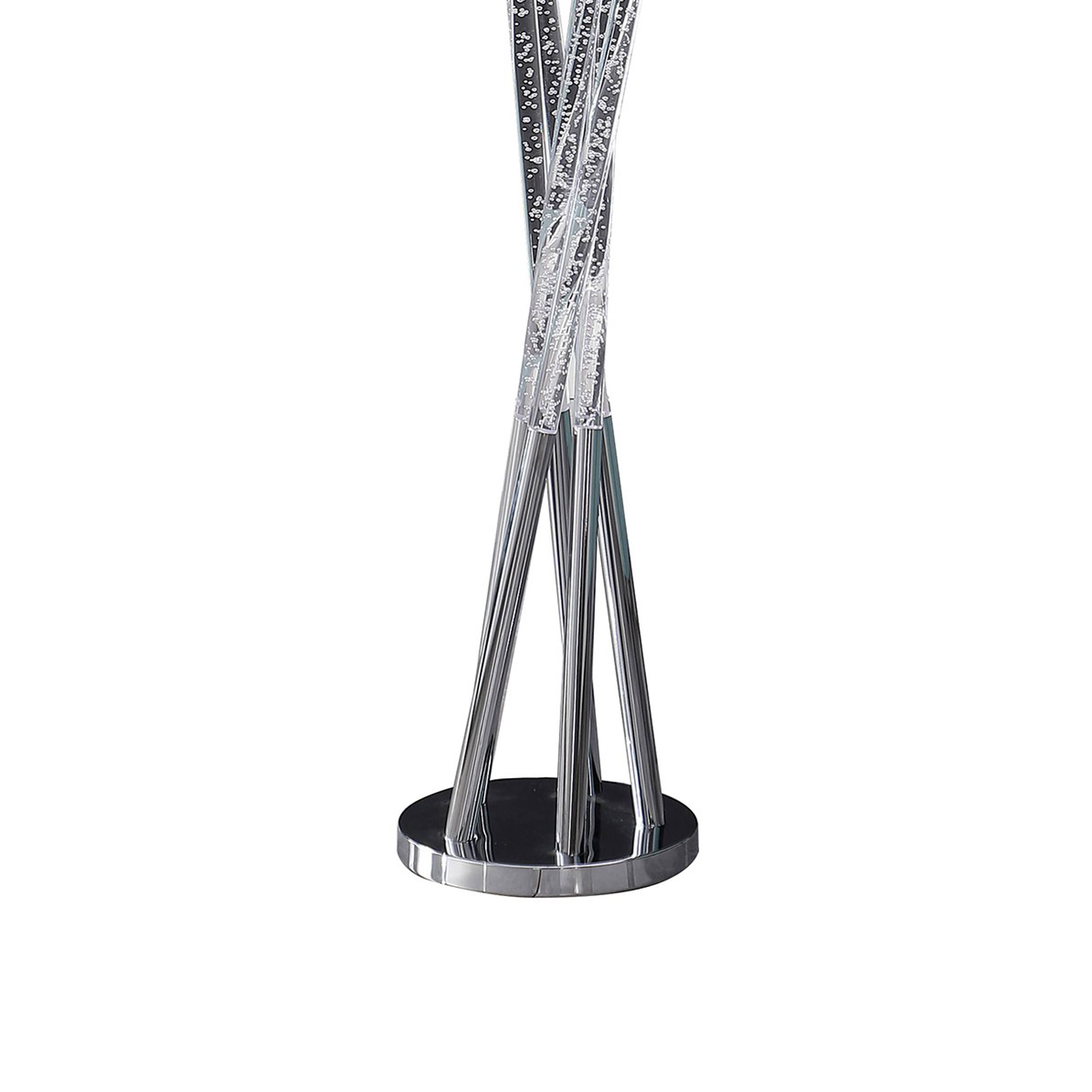 Back. Manhattan Lane - 49 Inch Floor Lamp, Five Lighting Rods, Strong Metal Base, Chrome.