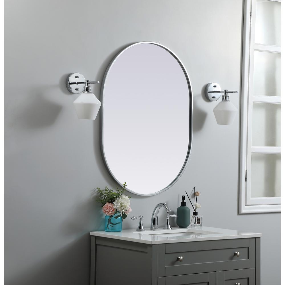 Alt View 6. Elegant Decor - Metal Frame Oval Mirror 27x36 Inch in Silver - Silver.