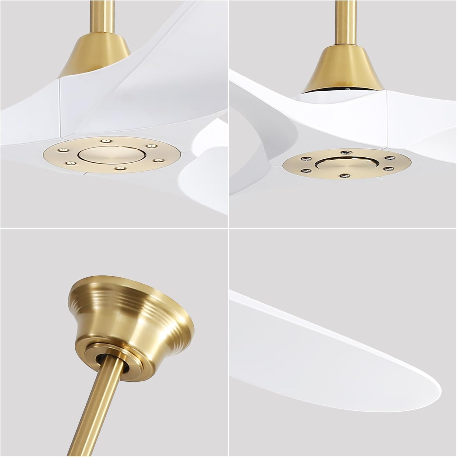 Left. APRILSOUL - 60 Inch Modern ABS Ceiling Fan 6 Speed Smart Remote Reversible DC Motor - Gold.