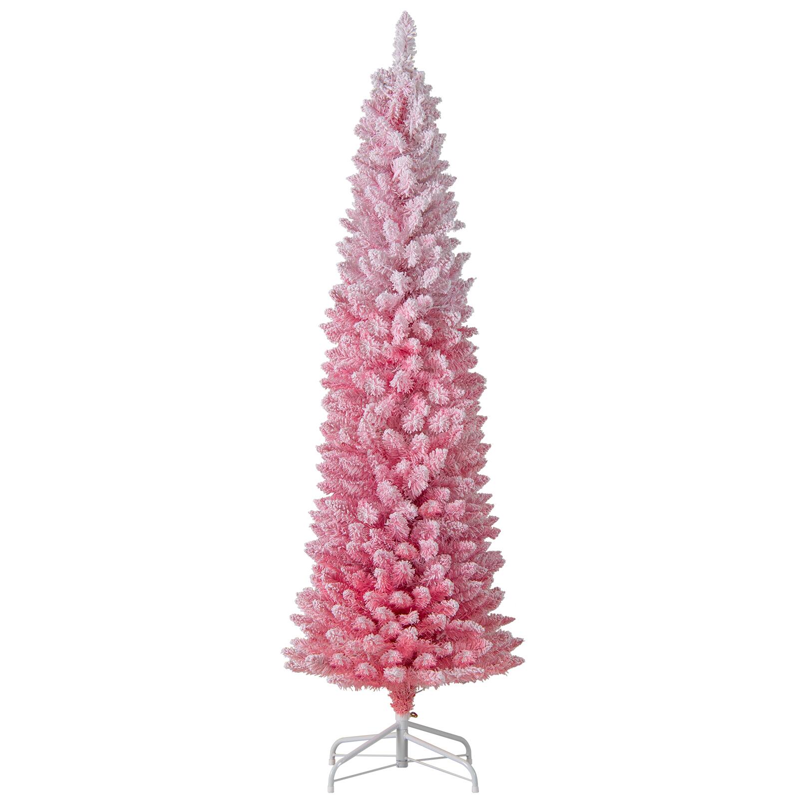 Alt View 9. Costway - Costway 6 FT Snow-flocked Artificial Pink Christmas Tree with 140 Lights & 392 Branch Tips - Pink.