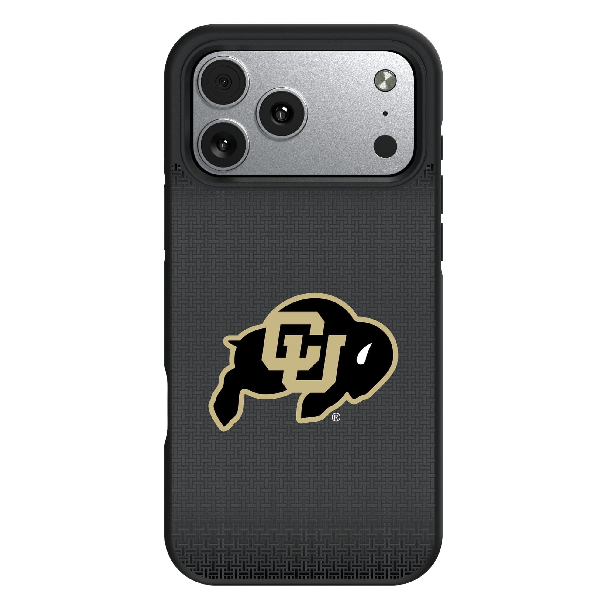 Front. Keyscaper - Colorado Buffaloes Bump Case with 8.2ft Drop Protection - 16 Pro Max - Black.