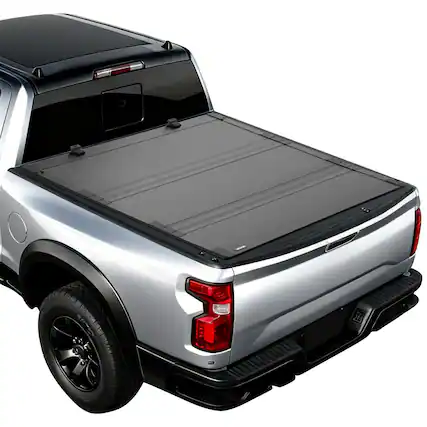Front. VEVOR - Hard Tri-Fold Truck Bed Tonneau Cover, Compatible with 2019-2025 Dodge Ram 1500 5.6 ft (67.4 in) Bed - Matte black.