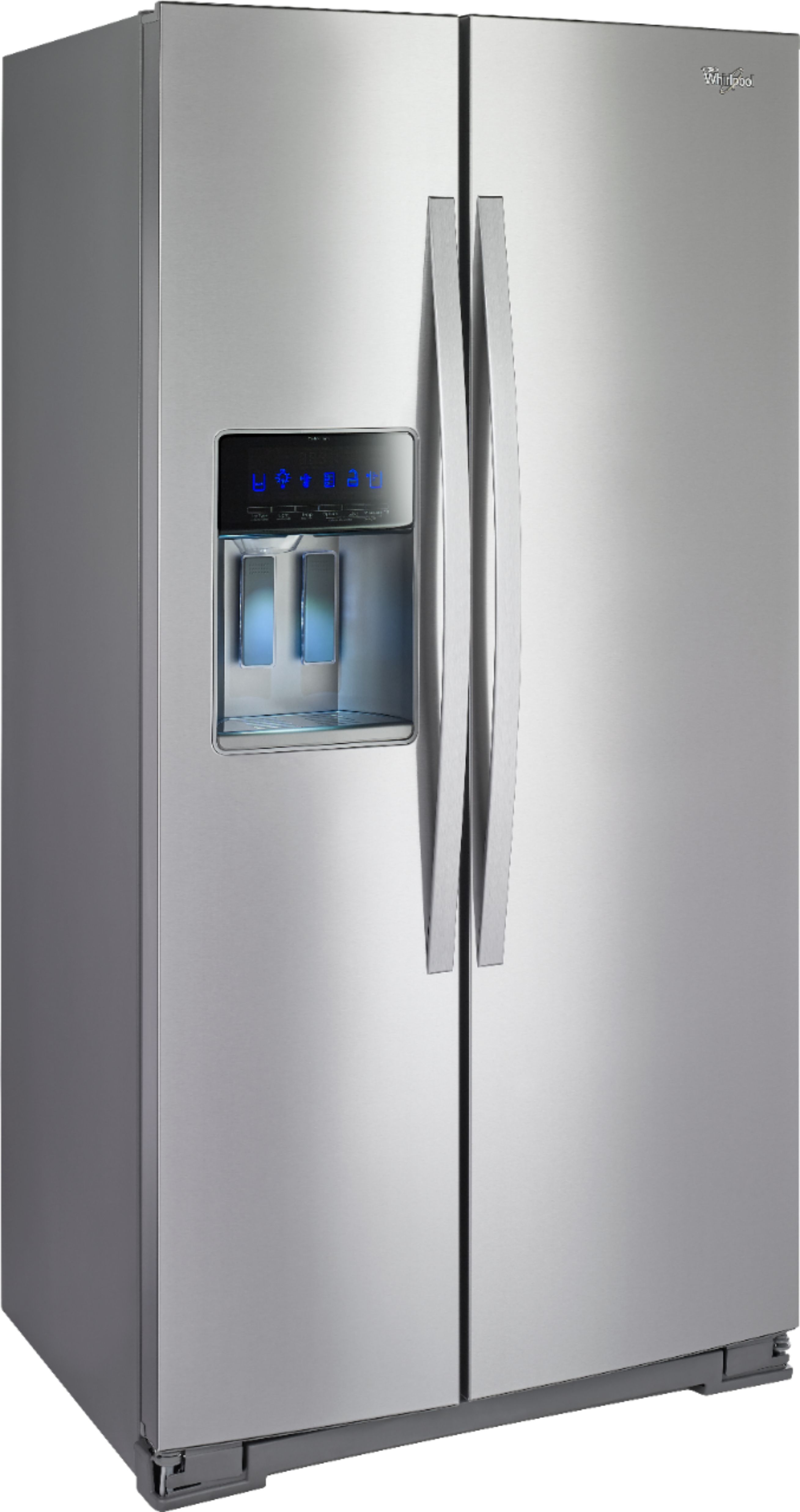 Angle View: Whirlpool - 19.9 Cu. Ft. Side-by-Side Counter-Depth Refrigerator - Monochromatic Stainless Steel