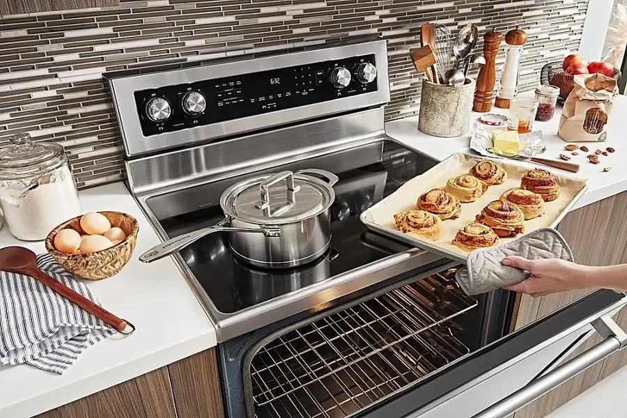 Alt View 23. KitchenAid - 6.4 Cu. Ft. Self-Cleaning Freestanding Electric Convection Range - Stainless Steel.