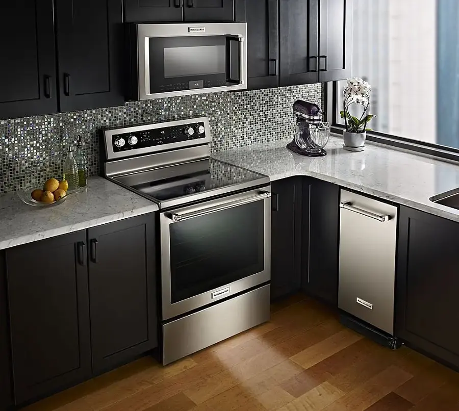 Alt View 24. KitchenAid - 6.4 Cu. Ft. Self-Cleaning Freestanding Electric Convection Range - Stainless Steel.