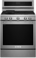 KitchenAid - 5.8 Cu. Ft. Self-Cleaning Freestanding Gas True Convection Range with Even-Heat - Stainless Steel